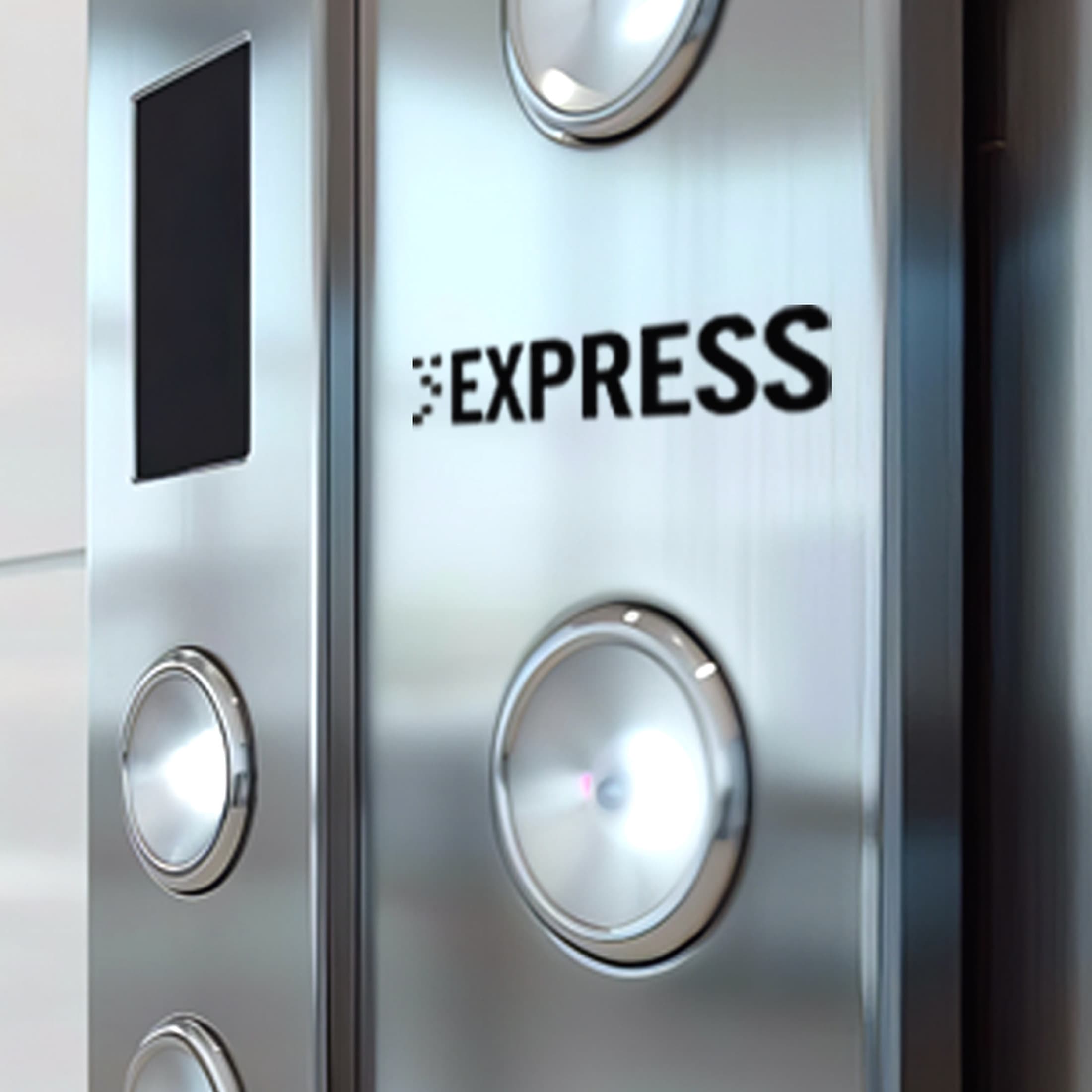 Detalles: escalera mecánica y panel de botones
